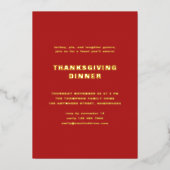 Einfache Typografie Erntedank Dinner Red Real Folieneinladung (Vorderseite)