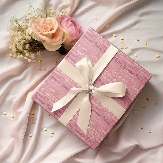 Einfache Typografie Es ist eine Mädchen-Baby-Dusch Geschenkpapier
