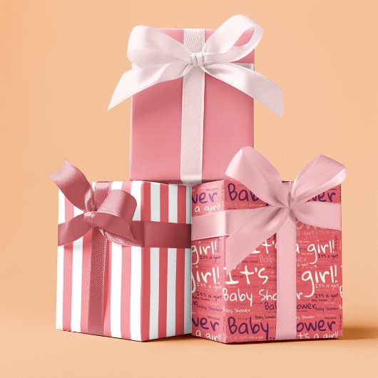 Einfache Typografie Es ist eine Mädchen-Baby-Dusch Geschenkpapier Set