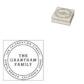 Einfache Typografie Familienname Runde Rücksendead Gummistempel (Stempel)