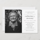 Einfache Typografie Foto Gedenkfeier Einladung (Vorderseite)