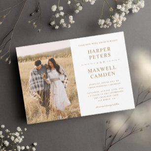 Einfache Typografie-Foto-Hochzeit Einladung
