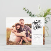 Einfache Typografie-Foto-Hochzeit Save The Date (Stehend Vorderseite)