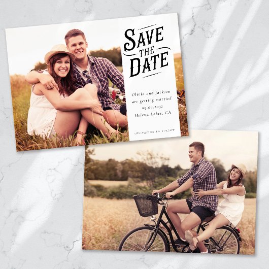 Einfache Typografie-Foto-Hochzeit Save The Date