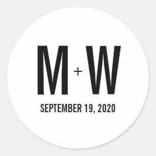 Einfache Typografie-Gastgeschenk Hochzeit Monogram Runder Aufkleber