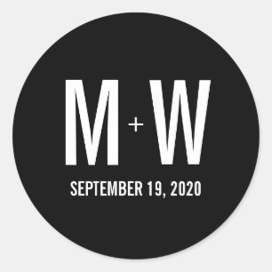 Einfache Typografie-Gastgeschenk Hochzeit Monogram Runder Aufkleber