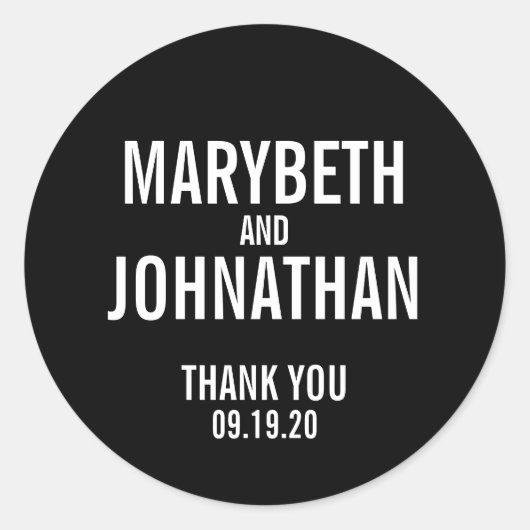 Einfache Typografie-Gastgeschenk Hochzeit Vielen D Runder Aufkleber (Vorderseite)