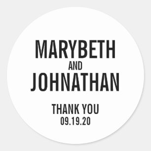 Einfache Typografie-Gastgeschenk Hochzeit Vielen D Runder Aufkleber