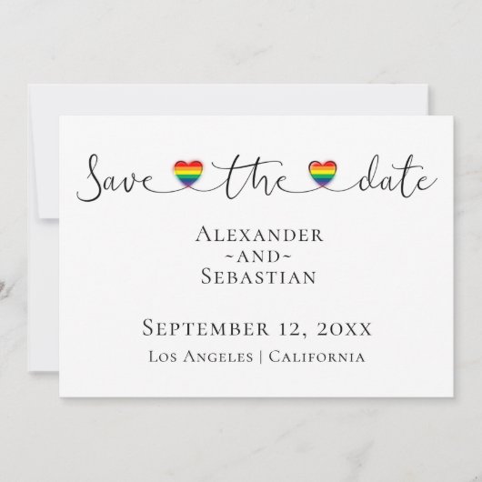 Einfache Typografie Gay Wedding rettet das Datum Save The Date (Vorderseite)