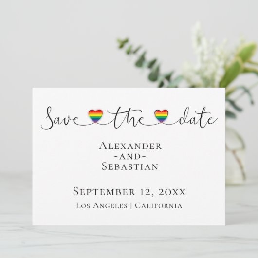 Einfache Typografie Gay Wedding rettet das Datum Save The Date (Stehend Vorderseite)