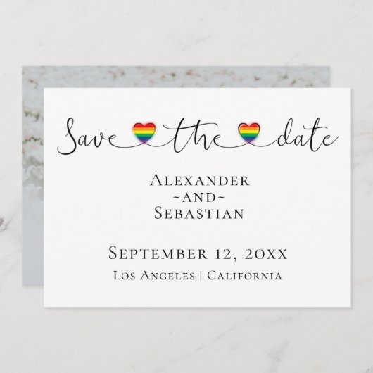 Einfache Typografie Gay Wedding rettet das Datum Save The Date (Vorne/Hinten)