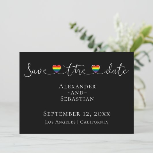 Einfache Typografie Gay Wedding rettet das Datum Save The Date (Stehend Vorderseite)