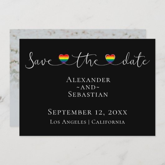 Einfache Typografie Gay Wedding rettet das Datum Save The Date (Vorne/Hinten)