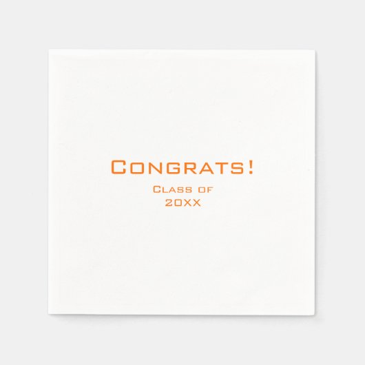 Einfache Typografie Graduation Party Orange Serviette (Vorderseite)