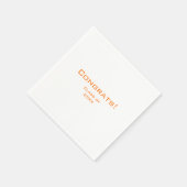 Einfache Typografie Graduation Party Orange Serviette (Ecke)