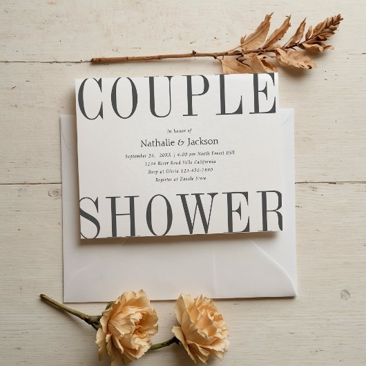 Einfache Typografie Gray Couple Shower Bridal Einladung