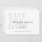 Einfache Typografie Green Flat Save the Date Card (Vorderseite)