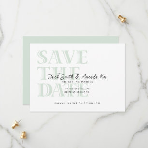 Einfache Typografie Green Flat Save the Date Card