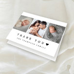 Einfache Typografie Herz Baby Foto Dusche Dankeskarte<br><div class="desc">Mit unserem "Minimal 3 Foto mit Herz New Baby Danke faltbare Karte" bedanken Sie sich herzlich. Diese reizvolle Karte zeichnet sich durch ein hübsches, einfaches Design und individuell anpassbare Fotos aus, die sich hervorragend eignen, um Erinnerungen aus Ihrem besonderen Tag zu präsentieren. Personalisieren Sie die Nachricht im Inneren, um eine...</div>
