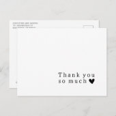 Einfache Typografie Herz Hochzeit Dankeschön Karte (Vorne/Hinten)