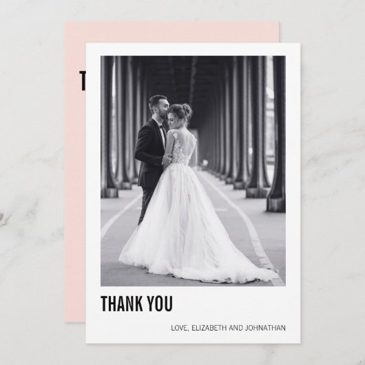 Einfache Typografie Hochzeit Foto Danke Karte (Vorne/Hinten)