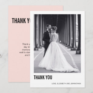 Einfache Typografie Hochzeit Foto Danke Karte
