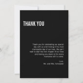 Einfache Typografie Hochzeit Foto Danke Karte (Rückseite)