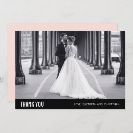 Einfache Typografie Hochzeit Foto Danke Karte
