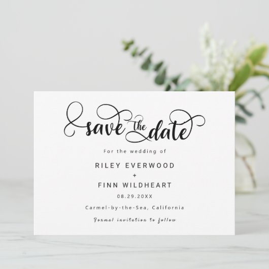 Einfache Typografie Hochzeit speichern Sie das Dat Save The Date (Stehend Vorderseite)