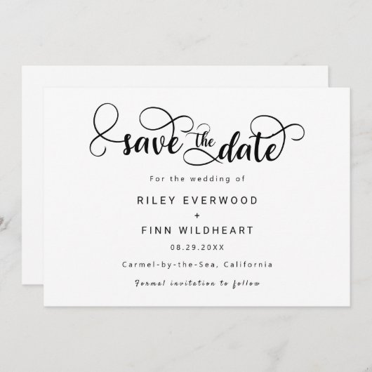 Einfache Typografie Hochzeit speichern Sie das Dat Save The Date (Vorne/Hinten)