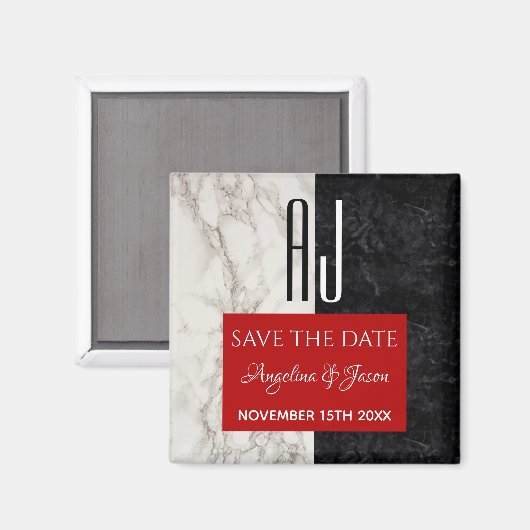 Einfache Typografie-Hochzeit speichert das Datum Magnet (Vorderseite/Rückseite)