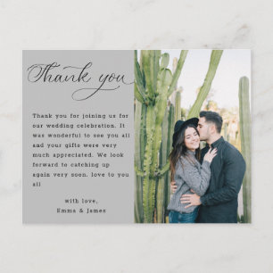 Einfache Typografie Hochzeitsfoto Danke Postkarte