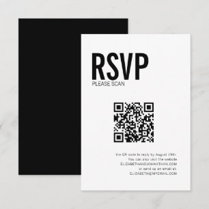 Einfache Typografie Hochzeitswebsite QR-Code RSVP Karte