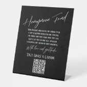 Einfache Typografie Honeymoon Fund QR Code Black Sockelschild (Vorderseite)