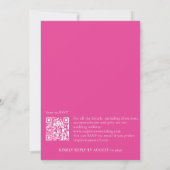 Einfache Typografie Hot Pink QR Wedding Party Einladung (Rückseite)