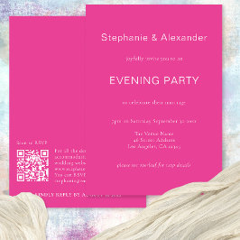 Einfache Typografie Hot Pink QR Wedding Party Einladung