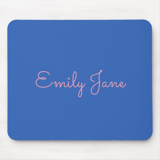 Einfache Typografie in Rosa und Blau Personalisier Mousepad (Vorne)
