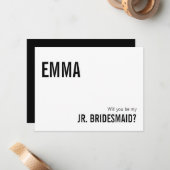 Einfache Typografie Junior Bridesmaid Vorschlagska Mitteilungskarte (Vorderseite/Rückseite Beispiel)
