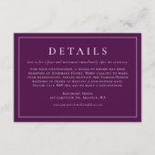 Einfache Typografie Lila Angaben zur Hochzeit Begleitkarte (Vorderseite)