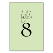 Einfache Typografie Limone Cream Script Hochzeit Tischnummer (Rückseite)