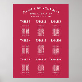 Einfache Typografie Magenta Hochzeitsstift Poster