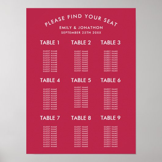 Einfache Typografie Magenta Hochzeitsstift Poster (Vorne)