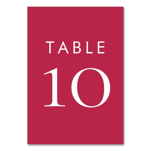 Einfache Typografie Magenta Wedding Tischnummer (Vorderseite)