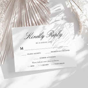 einfache Typografie Mahlzeit Wahl RSVP Karte