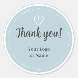 Einfache typografie minimalist Light Blue Danke Runder Aufkleber