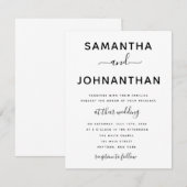 Einfache Typografie Minimalistische Hochzeitseinla Einladung (Vorne/Hinten)