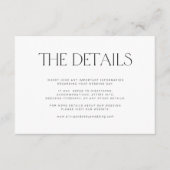 Einfache Typografie Moderne Gäste Hochzeitsdetails Begleitkarte (Vorderseite)
