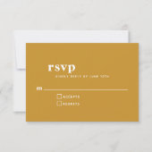 Einfache Typografie Moderne Mustard Yellow Wedding RSVP Karte (Vorderseite)