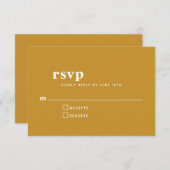 Einfache Typografie Moderne Mustard Yellow Wedding RSVP Karte (Vorne/Hinten)
