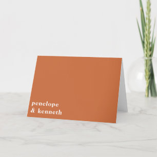 Einfache Typografie Moderner Burnt Orange Hochzeit Dankeskarte
